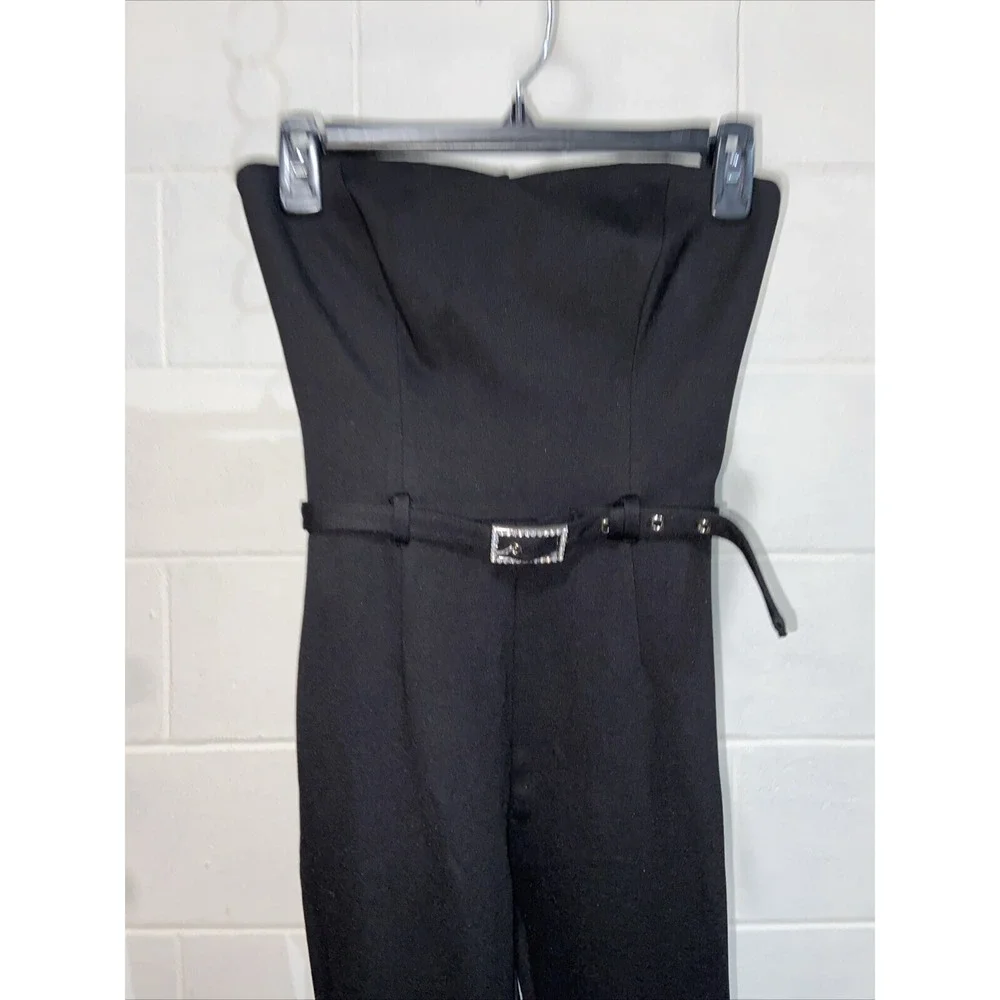 Generation Love Women's Tessa Ponte Jumpsuit 2 Black Fitted Stretch‎ Belted NEW